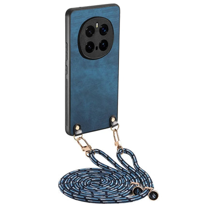 For Honor Magic7 Pro 5G Retro Leather Phone Back Cover with Adjustable Strap - Blue