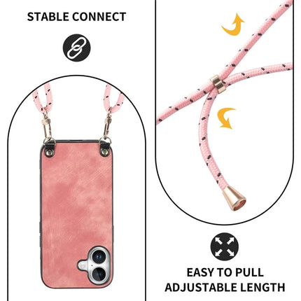For iPhone 16 Plus Retro Leather Phone Back Cover with Adjustable Strap
