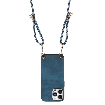 For iPhone 16 Pro Retro Leather Phone Back Cover with Adjustable Strap