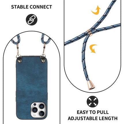 For iPhone 16 Pro Retro Leather Phone Back Cover with Adjustable Strap
