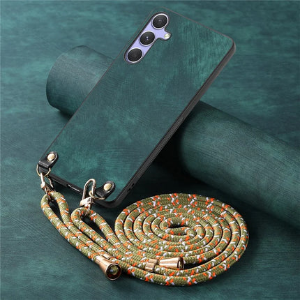 For Samsung Galaxy A35 5G Retro Leather Phone Back Cover with Adjustable Strap