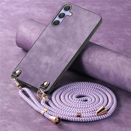 For Samsung Galaxy A05s 4G Retro Leather Phone Back Cover with Adjustable Strap