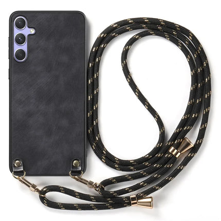 For Samsung Galaxy A05s 4G Retro Leather Phone Back Cover with Adjustable Strap