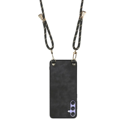 For Samsung Galaxy A05s 4G Retro Leather Phone Back Cover with Adjustable Strap