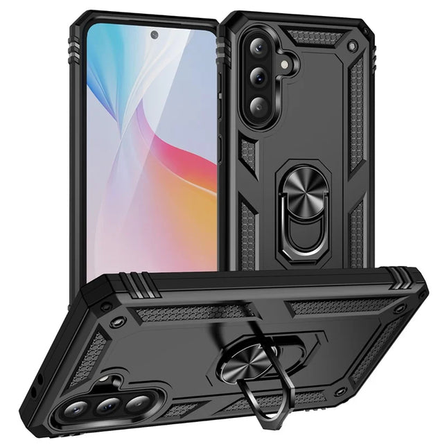 For Samsung Galaxy A56 5G Case PC + TPU Phone Cover with Kickstand - Black