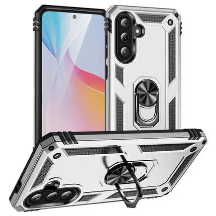 For Samsung Galaxy A56 5G Case PC + TPU Phone Cover with Kickstand - Silver