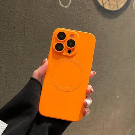 For iPhone 15 Pro Max Case Compatible with MagSafe Liquid Silicone Phone Cover with Tempered Glass Lens Protector