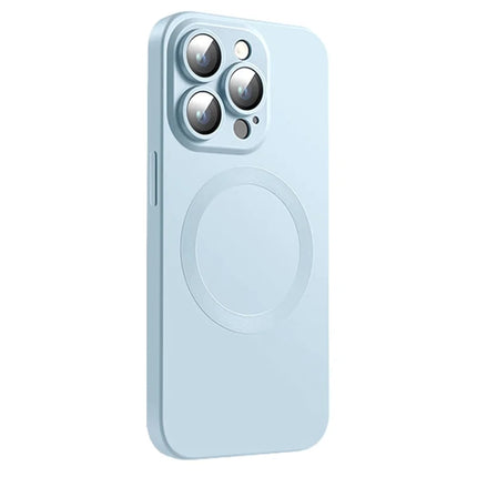 For iPhone 15 Pro Max Case Compatible with MagSafe Liquid Silicone Phone Cover with Tempered Glass Lens Protector - Baby Blue