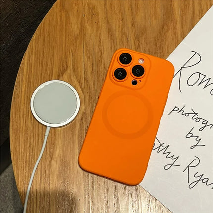 For iPhone 15 Pro Max Case Compatible with MagSafe Liquid Silicone Phone Cover with Tempered Glass Lens Protector
