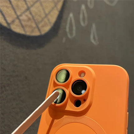For iPhone 15 Pro Max Case Compatible with MagSafe Liquid Silicone Phone Cover with Tempered Glass Lens Protector