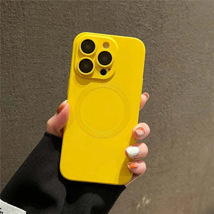 For iPhone 15 Pro Max Case Compatible with MagSafe Liquid Silicone Phone Cover with Tempered Glass Lens Protector