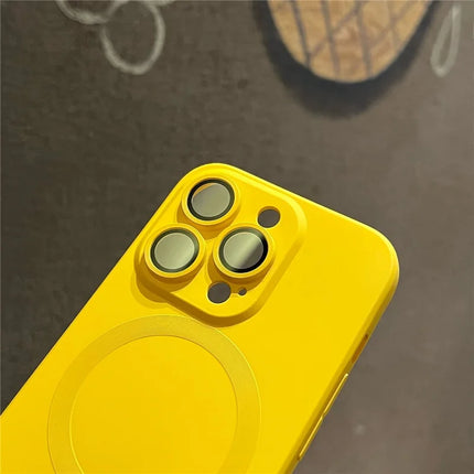 For iPhone 15 Pro Max Case Compatible with MagSafe Liquid Silicone Phone Cover with Tempered Glass Lens Protector