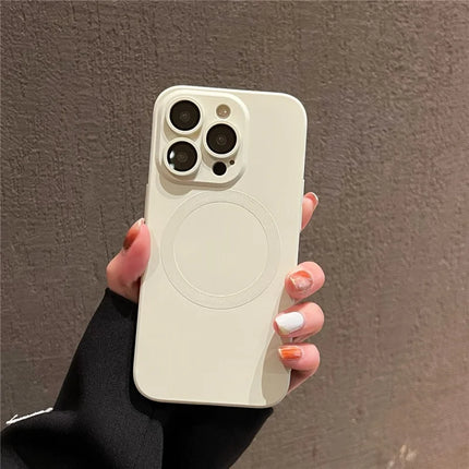 For iPhone 15 Pro Case Compatible with MagSafe Liquid Silicone Phone Cover with Tempered Glass Lens Protector
