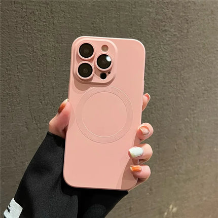 For iPhone 15 Pro Case Compatible with MagSafe Liquid Silicone Phone Cover with Tempered Glass Lens Protector