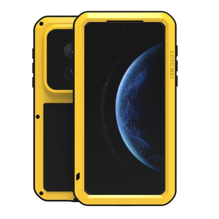 LOVE MEI For Huawei Mate 70 Pro / Mate 70 Pro+ Case Tempered Glass Screen Protector Metal + Silicone Phone Cover - Yellow