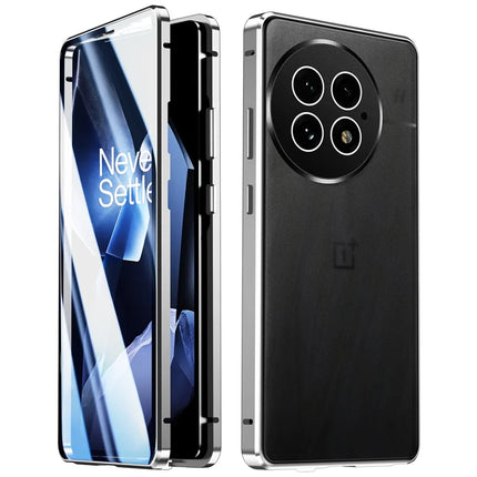 For OnePlus 13 Case Double Sides Tempered Glass Full Protection Phone Cover with Magnetic Metal Frame