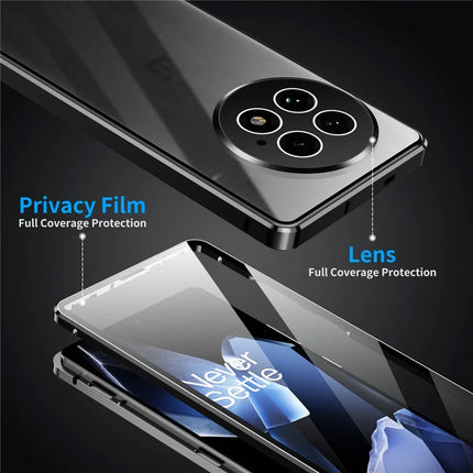 For OnePlus 13 Case Double Sides Tempered Glass Full Protection Phone Cover with Magnetic Metal Frame