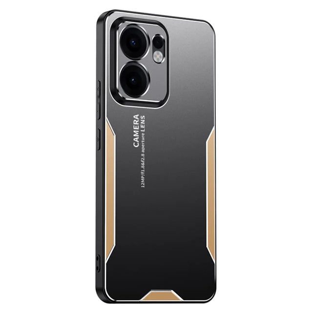 For Oppo Reno13 F 4G Phone Case Aluminium Alloy TPU PC Back Cover - Gold