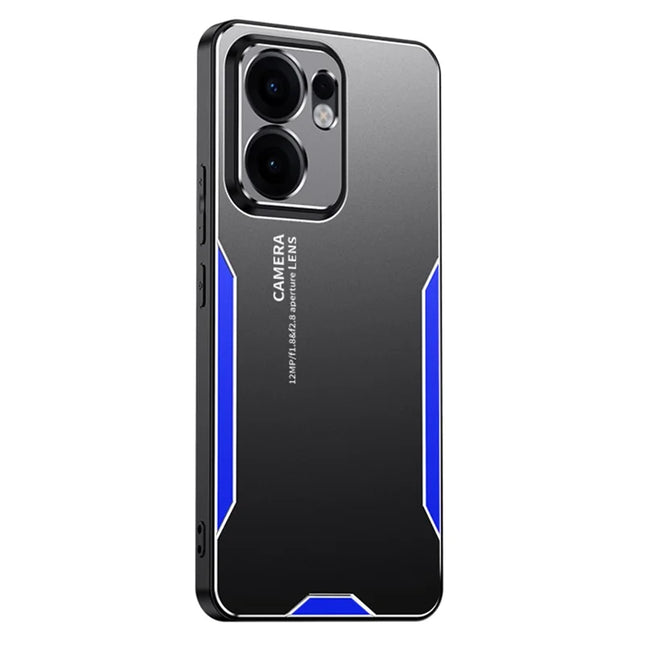 For Oppo Reno13 F 4G Phone Case Aluminium Alloy TPU PC Back Cover - Blue