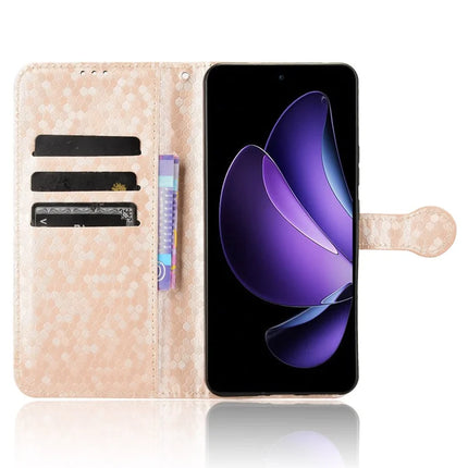 For Oppo Reno13 F 5G Wallet Case Dot Pattern Imprint PU Leather Phone Cover