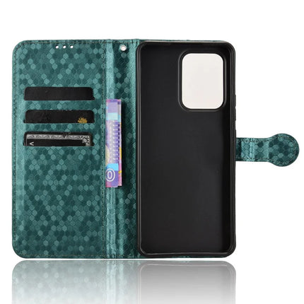 For Oppo Reno13 F 5G Wallet Case Dot Pattern Imprint PU Leather Phone Cover