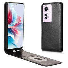 For Oppo Reno11 F 5G  /  F25 Pro 5G Case with Card Slot Magnetic Vertical Flip Leather Phone Cover - Black