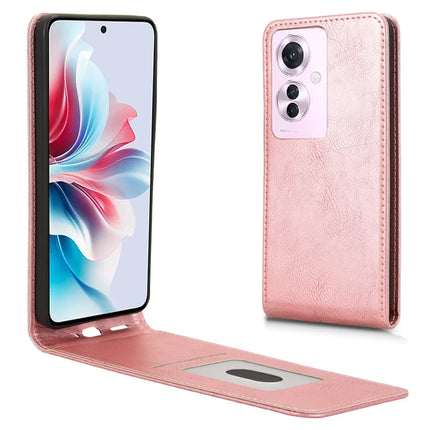 For Oppo Reno11 F 5G  /  F25 Pro 5G Case with Card Slot Magnetic Vertical Flip Leather Phone Cover - Rose Gold
