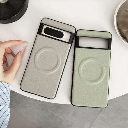 For Google Pixel 8 Pro Case Compatible with MagSafe PU + TPU Phone Back Cover