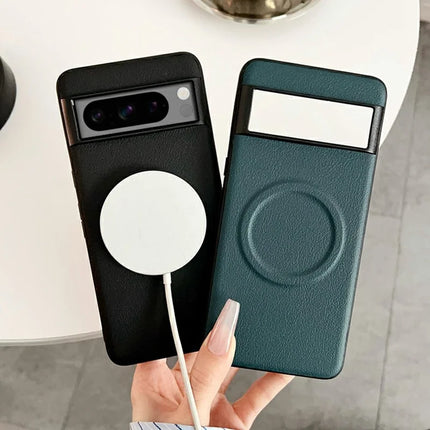 For Google Pixel 8 Pro Case Compatible with MagSafe PU + TPU Phone Back Cover