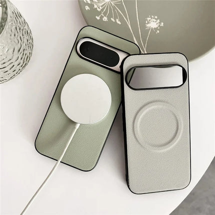 For Google Pixel 9 Pro  /  Pixel 9 Case Compatible with MagSafe PU + TPU Phone Back Cover