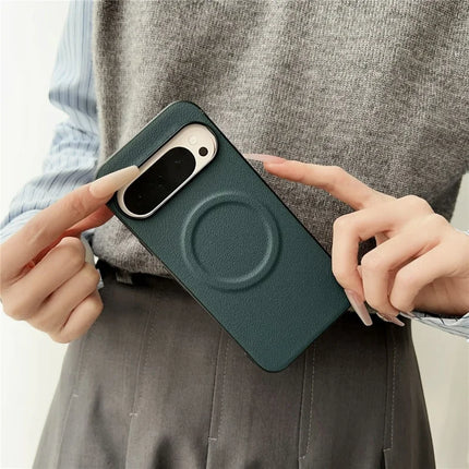 For Google Pixel 9 Pro  /  Pixel 9 Case Compatible with MagSafe PU + TPU Phone Back Cover