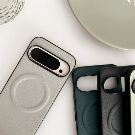 For Google Pixel 9 Pro  /  Pixel 9 Case Compatible with MagSafe PU + TPU Phone Back Cover