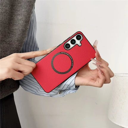 For Samsung Galaxy A36 5G Case Anti-Drop PU Leather+TPU Cover Compatible with MagSafe