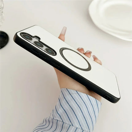 For Samsung Galaxy A36 5G Case Anti-Drop PU Leather+TPU Cover Compatible with MagSafe