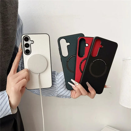 For Samsung Galaxy A36 5G Case Anti-Drop PU Leather+TPU Cover Compatible with MagSafe