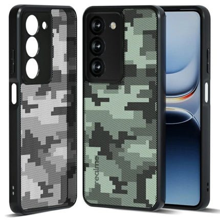 IBMRS For Realme 14x 5G / V60 Pro Case TPU + PC Heavy Duty Shockproof Phone Cover Camera Protection - Grid Camouflage