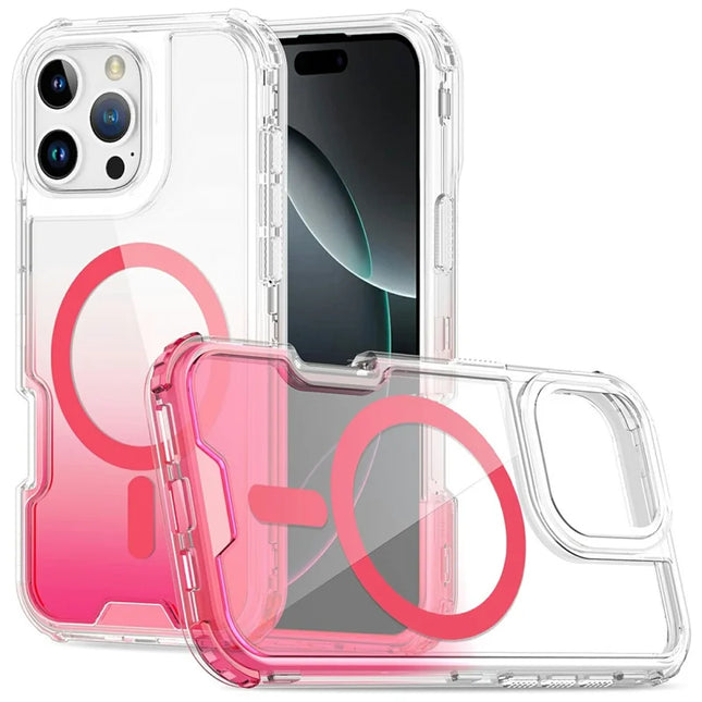 For iPhone 16 Pro Max Case Compatible with MagSafe Gradient Color TPU + PC Phone Back Cover - Gradient Pink