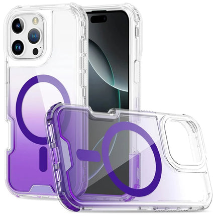 For iPhone 16 Pro Max Case Compatible with MagSafe Gradient Color TPU + PC Phone Back Cover - Gradient Purple