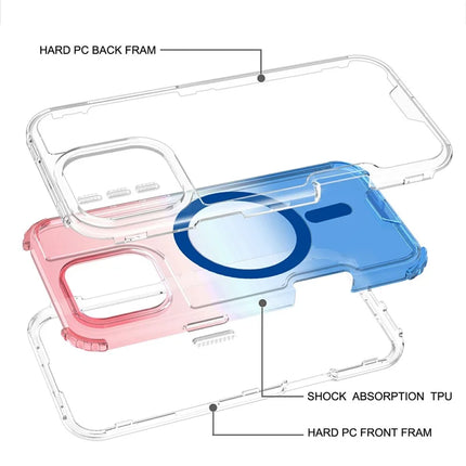 For iPhone 16 Pro Max Case Compatible with MagSafe Gradient Color TPU + PC Phone Back Cover