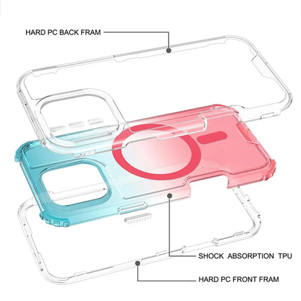 For iPhone 16 Pro Max Case Compatible with MagSafe Gradient Color TPU + PC Phone Back Cover