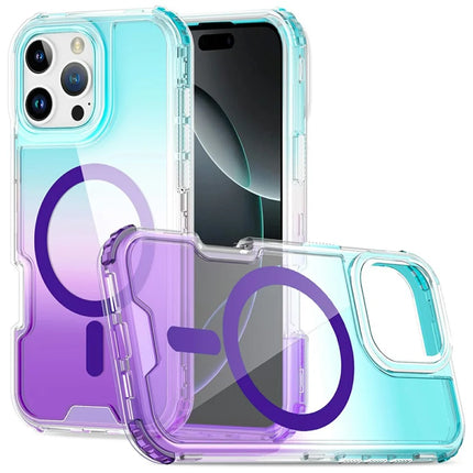 For iPhone 16 Pro Max Case Compatible with MagSafe Gradient Color TPU + PC Phone Back Cover - Baby Blue / Purple