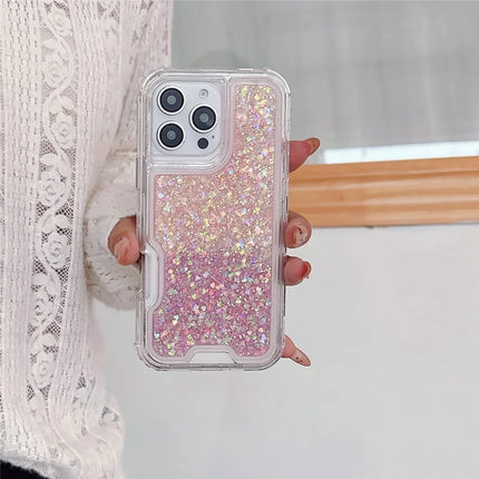 For iPhone 16 Pro Max Case Glitter Epoxy TPU PC Phone Back Cover Detachable 2 in 1