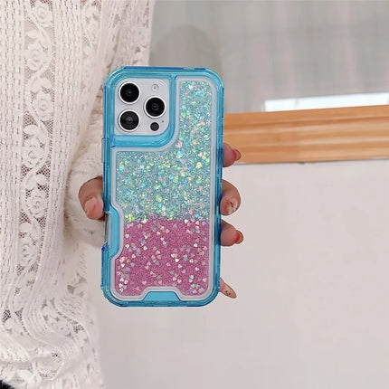 For iPhone 16 Pro Max Case Glitter Epoxy TPU PC Phone Back Cover Detachable 2 in 1