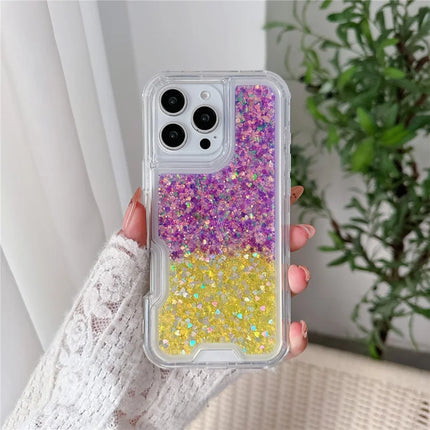 For iPhone 16 Pro Max Case Glitter Epoxy TPU PC Phone Back Cover Detachable 2 in 1