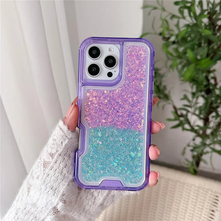 For iPhone 16 Pro Max Case Glitter Epoxy TPU PC Phone Back Cover Detachable 2 in 1