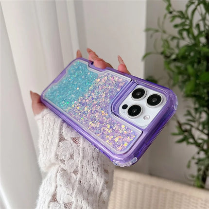 For iPhone 16 Pro Max Case Glitter Epoxy TPU PC Phone Back Cover Detachable 2 in 1