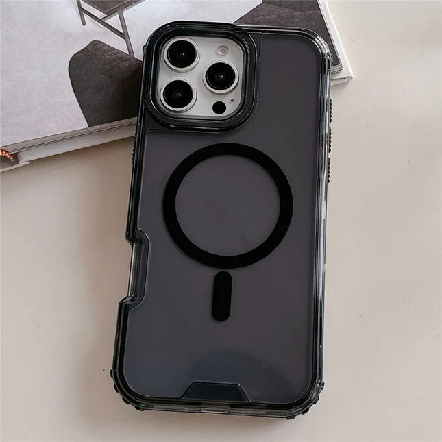 For iPhone 16 Pro Max Case Compatible with MagSafe TPU PC Detachable Phone Back Cover - Black