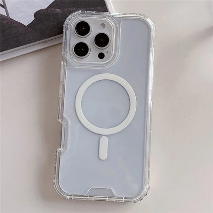 For iPhone 16 Pro Max Case Compatible with MagSafe TPU PC Detachable Phone Back Cover - Transparent