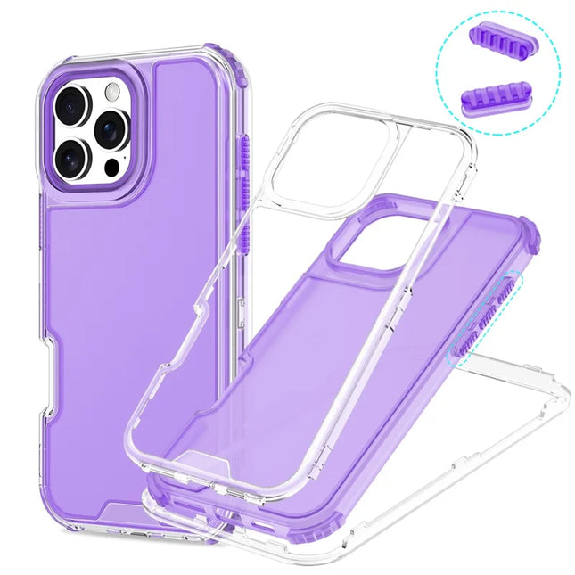 For iPhone 16 Pro Max Case Detachable Design Soft TPU + Clear PC Phone Back Cover - Purple
