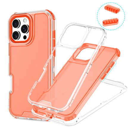 For iPhone 16 Pro Max Case Detachable Design Soft TPU + Clear PC Phone Back Cover - Orange